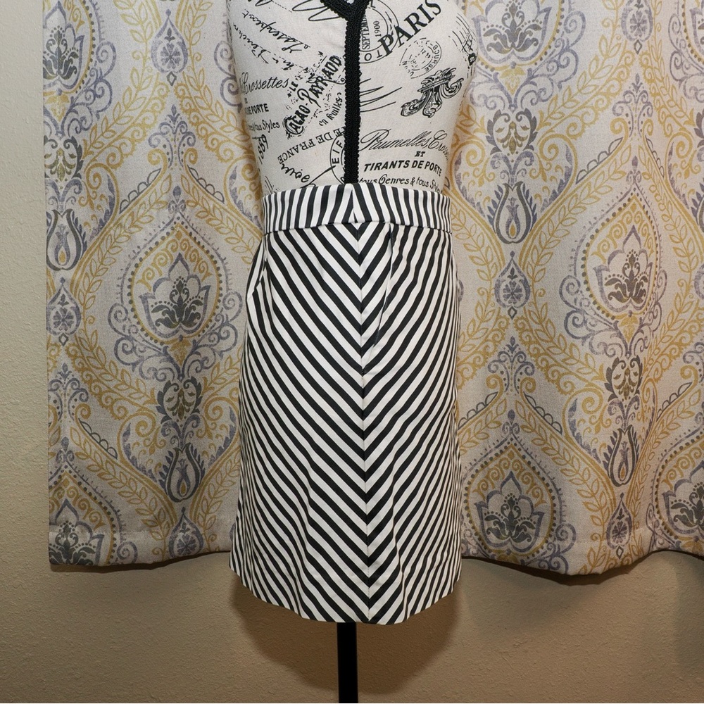 J.Crew Black and White Striped Cotton/Spandex Mini Skirt - Size 8 - Picture 6 of 8